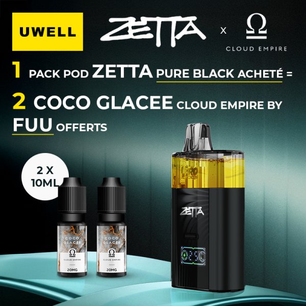 [Offer] Buy 1 Zetta Pod Kit Pure Black, Get 2 Coco Glacée 10ml Cloud Empire by Fuu Free – Uwell