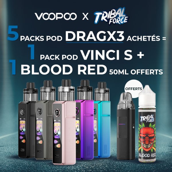 [Offer] Buy 5 Drag X3 PnP X Pod Packs, Get 1 Vinci S Pod Pack + 1 Blood Red 0mg 50ml Free - Voopoo