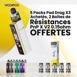 5 Packs Pod Drag X3 Achetés, 2 Boîtes de Résistances PnP X V2 0.15ohm Offertes - Voopoo [Offre]