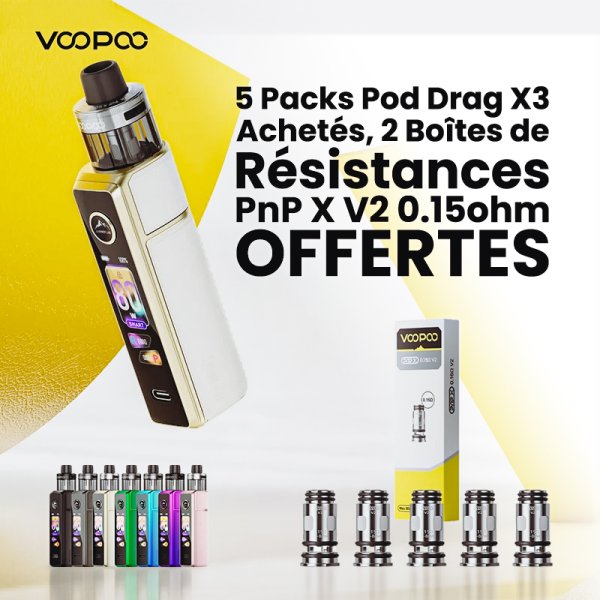 [Offer] 5 Buy Drag X3 Pod Kits, Get 2 Boxes of PnP X V2 0.15ohm Coils Free - Voopoo