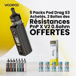 Buy 5 Drag S3 Pod Kits, Get 2 Boxes of PnP X V2 0.6ohm Coils Free - Voopoo [Offer]