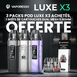Buy 3 Luxe X3 Pod Kits, Get 1 Box of Dual Mesh 0.4Ω Cartridges Free - Vaporesso [Offer]