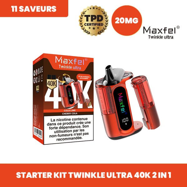Starter Kit Twinkle Ultra 40K 2 en 1 1200mAh 2% - Maxfel