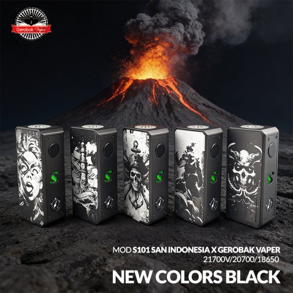 Mod S101 21700/18650 New Colors Black - San Indonesia x Gerobak Vaper