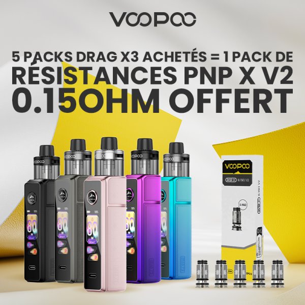 [Offer] 5 Buy Drag X3 Pod Kits, Get 1 Box of PnP X V2 0.15ohm Coils For Free - Voopoo
