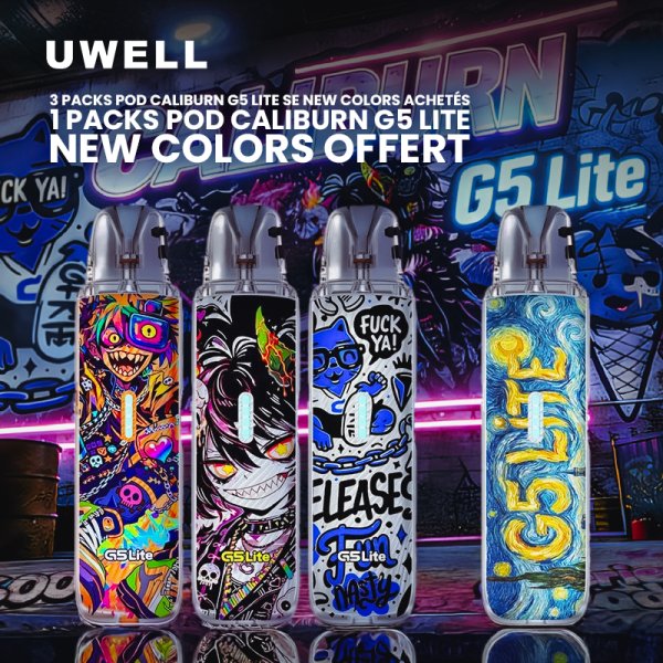 3 Packs Pod Caliburn G5 Lite SE New Colors Achetés, 1 Packs Pod Caliburn G5 Lite SE New Colors Offert - Uwell [Offre]
