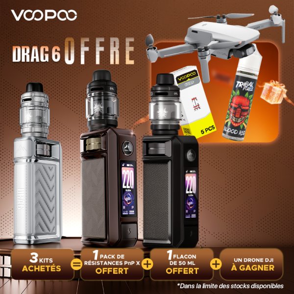 Buy 3 Drag 6 kits, get 1 box of PnP-X V2 0.15 Ω coils + 1 Blood Red 50 ml free – Voopoo
