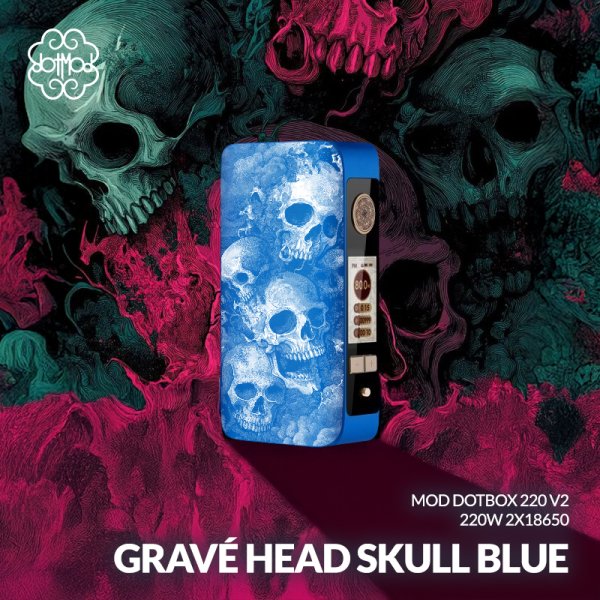 Mod dotBox 220 V2 220W 2x18650 Gravé Head Skull - Dotmod