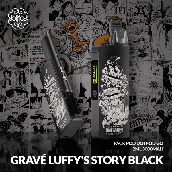 Kit Pod dotPod Go 2ml 3000mAh Black Engraved Luffy's Story - Dotmod