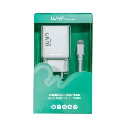 Adaptateur Secteur double USB avec câble USB-A vers Lightning - WYN Access