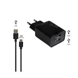 Dual USB Wall Adapter with USB-A to USB-C Cable - WYN Access