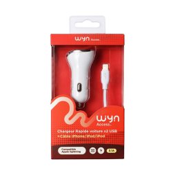 Dual USB Fast Car Charger with Lightning Cable - WYN Access