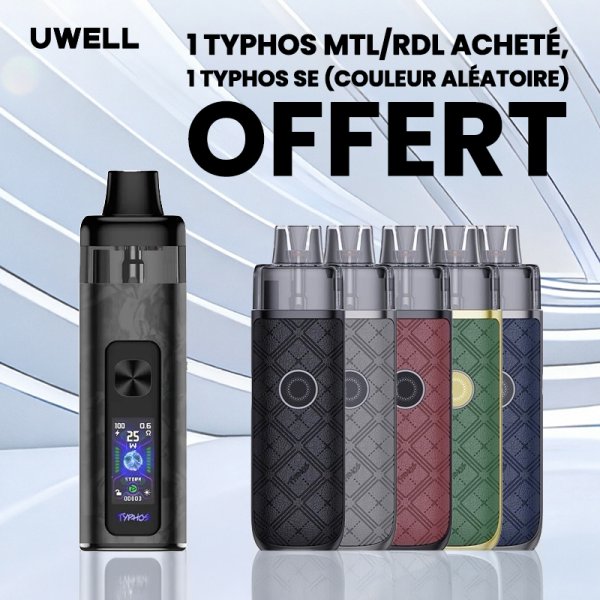 1 Typhos MTL/RDL acheté, 1 Typhos SE (Aléatoire) offert - Uwell [Offre]
