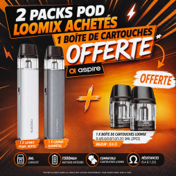 2 Packs Pod Loomix Achetés, 1 Boîte de Cartouches Loomix 0.6Ω Offerte - Aspire [Offre]