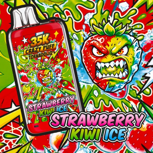 [Sample] Crazy Puff 35K (Strawberry Kiwi Ice) 1100mAh 20ml / 2% - Tornadoliq