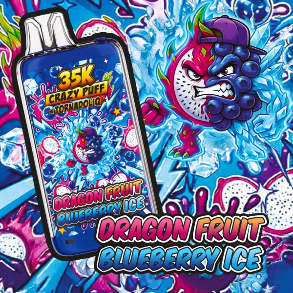 [Sample] Crazy Puff 35K (Dragon Fruit Blueberry Ice) 1100mAh 20ml / 2% - Tornadoliq