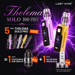 5 Thelema Solo 100 Pro Packs Purchased, 1 Centaurus V2 Tank + 1 Box of UB Max 0.15 Coils Free – Lost Vape [Offer]