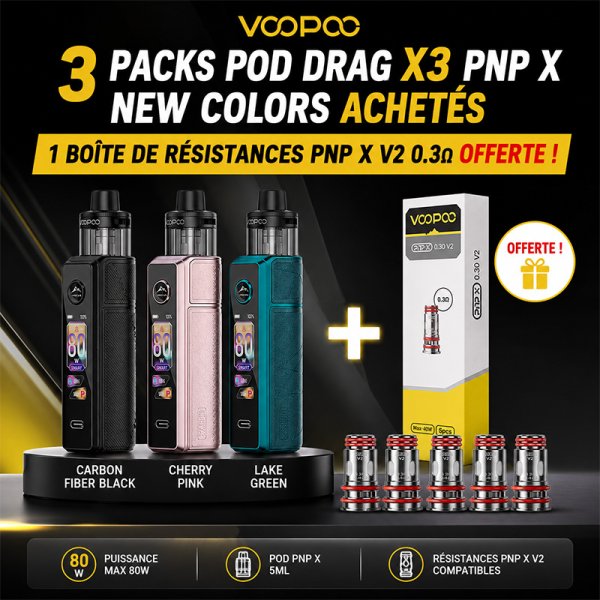 3 Drag X3 PnP X Pod Kits New Colors Purchased, 1 Box of PnP X V2 0.3ohm Coils Free - Voopoo