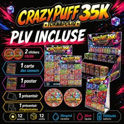 Implantation Pack Crazy Puff 35K 1100mAh 20ml / 2% 12pcs - Tornadoliq