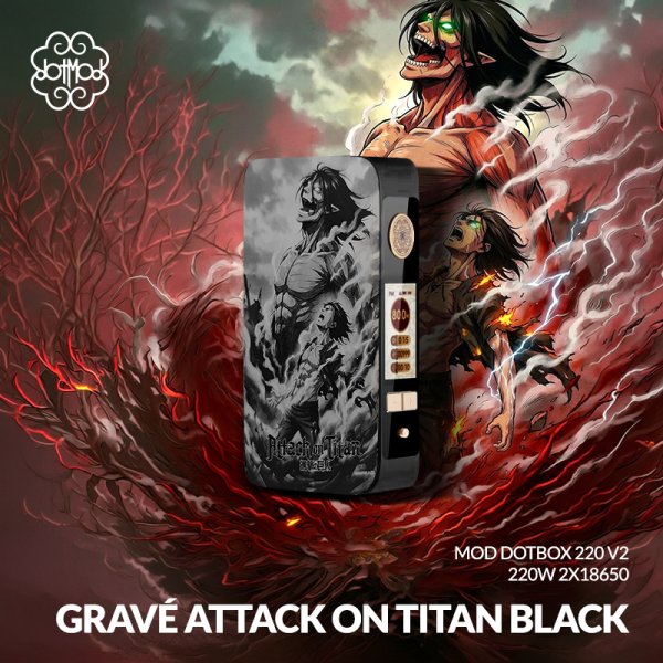 Mod dotBox V2 220W 2x18650 Black Engraved Attack On Titan - Dotmod