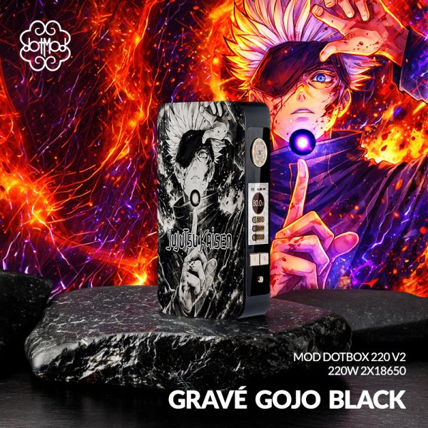 Mod dotBox V2 220W 2x18650 Black Engraved Gojo - Dotmod