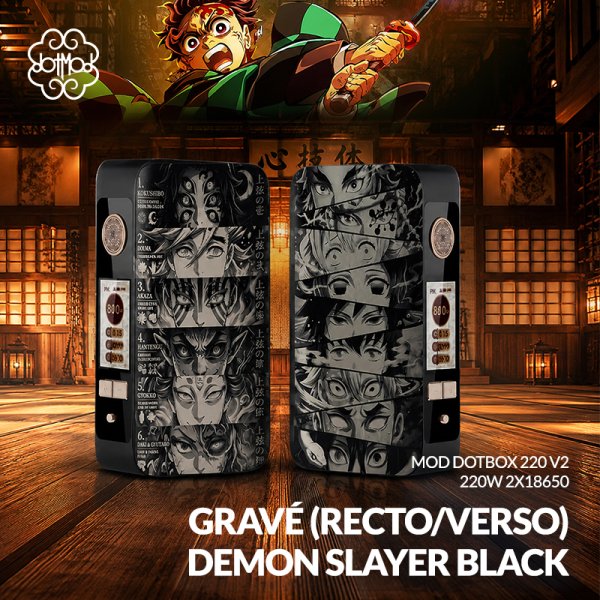 Mod dotBox 220 V2 220W 2x18650 Gravé Demon Slayer Black - Dotmod