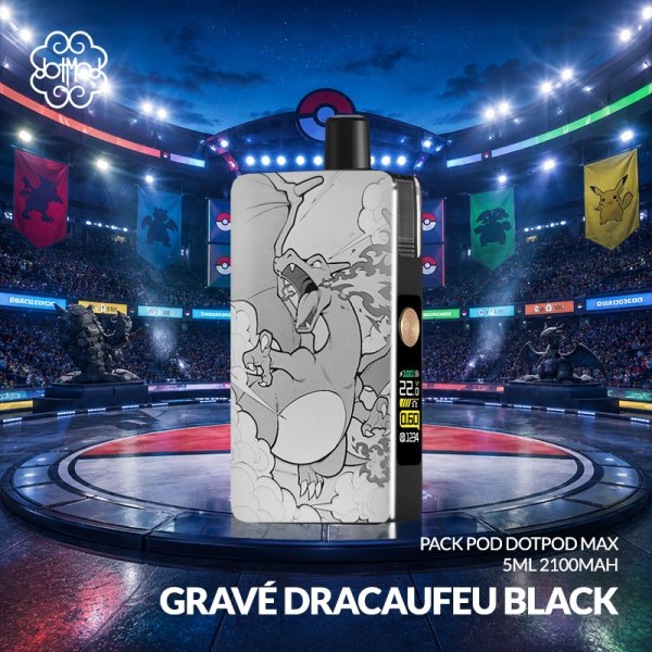Pack DotPod Max V1.5 5ml 2100mAh Gravé Dracaufeu Black - Dotmod