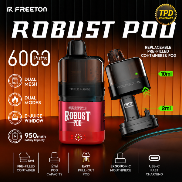 Kit Robust Pod 6k 950mAh 2+10ml / 2% - Freeton