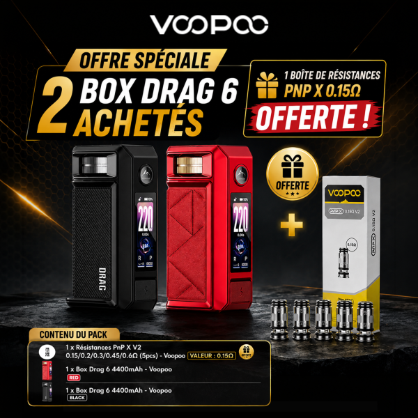 2 Box Drag 6 Achetés, 1 Boîte de Résistances PnP X 0.15Ω Offerte - Voopoo [Offre]
