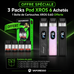 3 Packs Pod XROS 6 Achetés, 1 Boîte de Cartouches XROS 0.6Ω Offerte - Vaporesso [Offre]