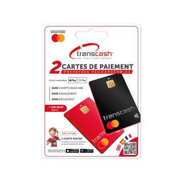 2 Cartes de Paiement Prépayées Rechargeables - Transcash