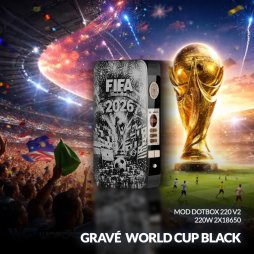 Mod dotBox 220 V2 220W 2x18650 Gravé World Cup Black - Dotmod