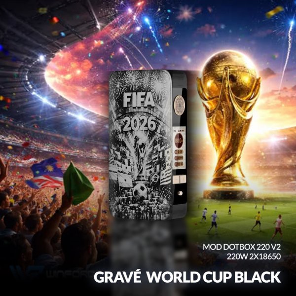 Mod dotBox 220 V2 220W 2x18650 Gravé World Cup Black - Dotmod