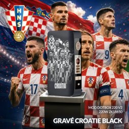 Mod dotBox V2 220W 2x18650 Black Engraved Croatie - Dotmod