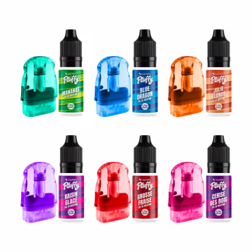 Cartouche Pluffy Remplissable + 1 E-liquide 10ml 18mg (1pc) - Liquideo