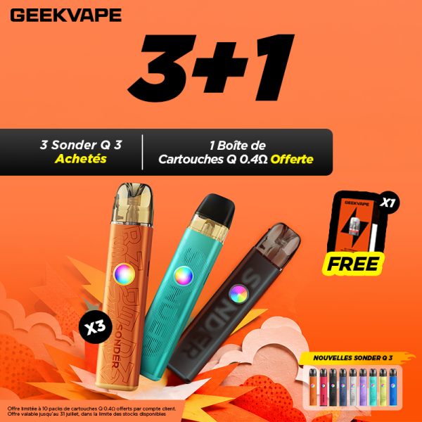 3 Packs Pod Sonder Q3 Achetés, 1 Boîte de Cartouches Q 0.4Ω Offerte - Geekvape [Offre]