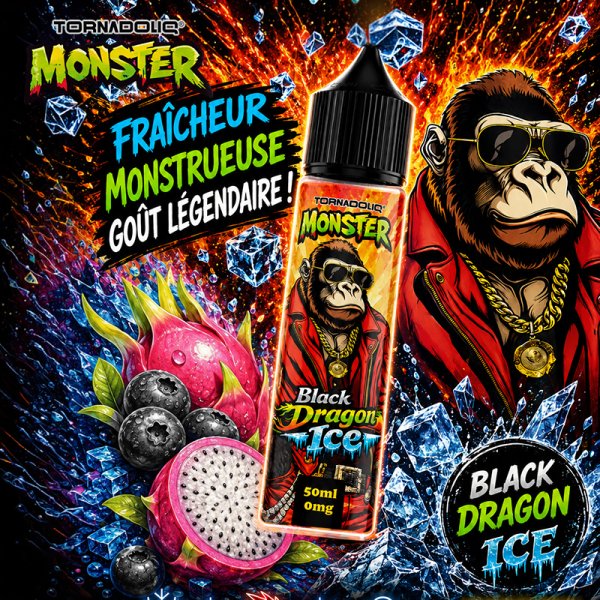 Black Dragon Ice (Blackcurrant Dragon Fruit Ice) 0mg 50ml - Monster by Tornadoliq