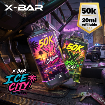 Ice City 50K + 3 E-liquides 850mAh 20ml / 20mg - X-Bar
