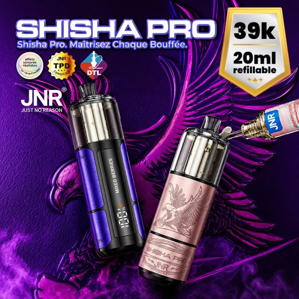 Shisha Pro 39K + 2 E-liquides 1100mAh 20ml / 2% - JNR
