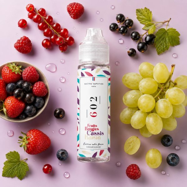 N°602 Fruits Rouges Cassis Raisin 0mg 50ml - Maître Vapotier