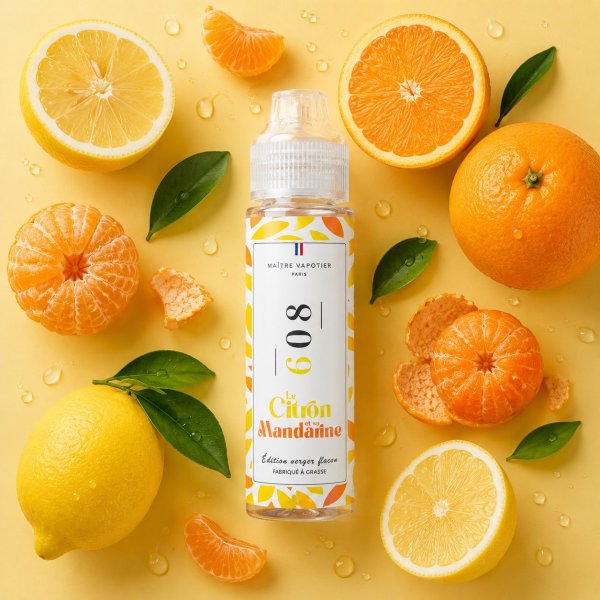 N°608 Le Citron et sa Mandarine 0mg 50ml - Maître Vapotier