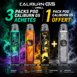 3 Packs Pods Caliburn G5 Achetés, 1 Pack Pod Caliburn G5 Offert - Uwell