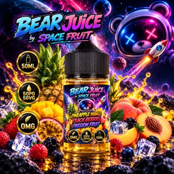 Pineapple Mango Peach Berries Passion Fruit 0mg 50ml - Bear Juice by Space Fruit
