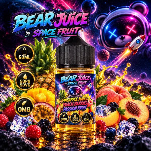 Pineapple Mango Peach Berries Passion Fruit 0mg 50ml - Bear Juice by Space Fruit