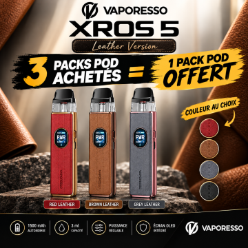 Offre XROS 5 Leather Version 3 Packs Pod Achetés, 1 Pack Pod Offert - Vaporesso