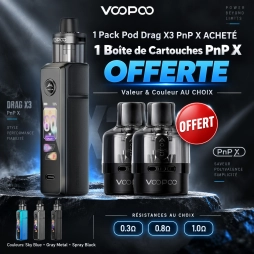 1 Pack Pod Drag X3 PnP X Acheté, 1 Boîte de Cartouches PnP X (0.3/0.8/1.0Ω) Offerte - Voopoo