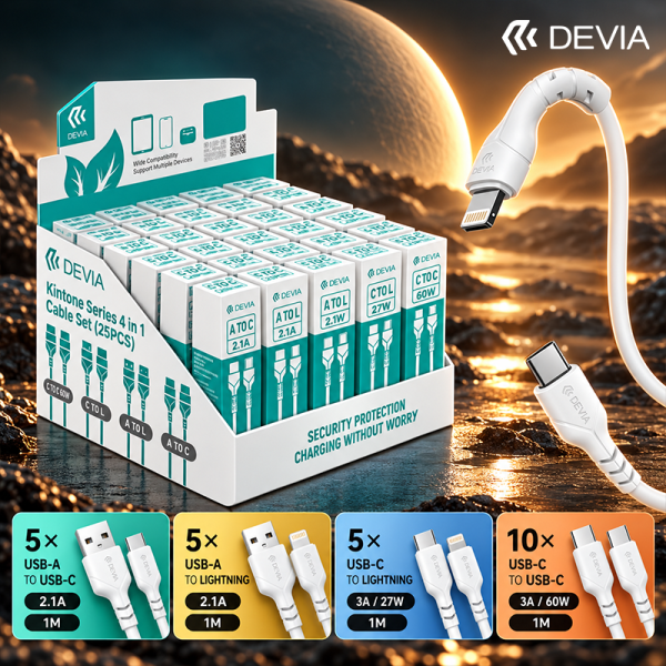 Pack d'Implantation Câble de Charge Eco-Friendly (25pcs) - Kintone Series by DEVIA