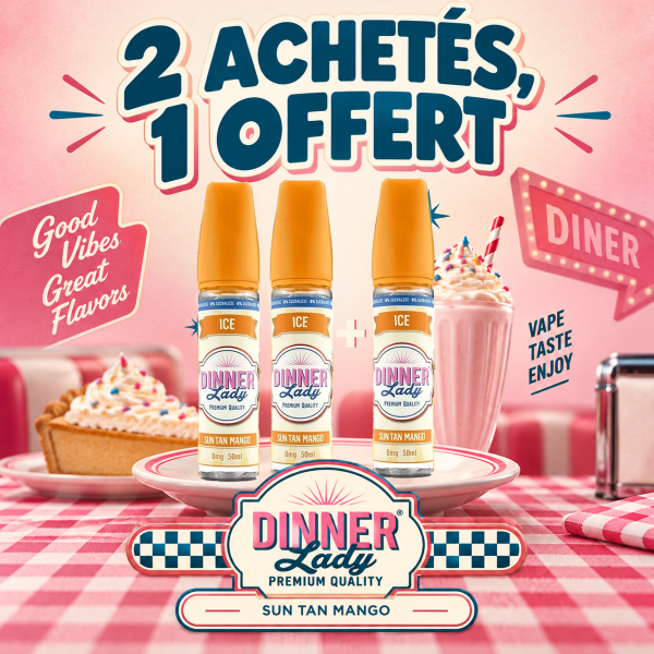 2 Sun Tan Mango Achetés, 1 Offert 0mg 50ml - Ice by Dinner Lady