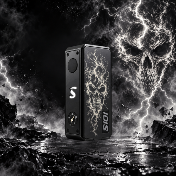 Mod S101 21700/18650 Gravé Skull Black - Gerobak Vapor x Orca Vape
