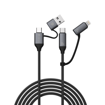 4-in-1 Fast Charging Cable USB-A / USB-C to USB-C / Lightning, 1.5 m (1 pc) – Extreme Speed Series by DEVIA